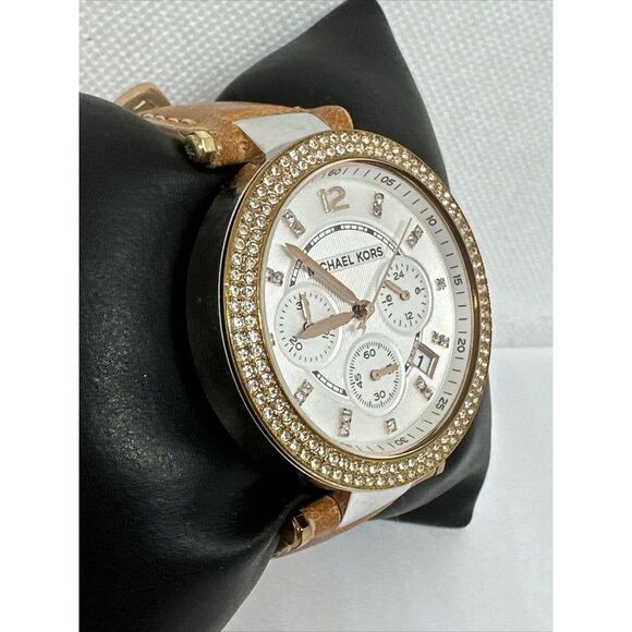 Michael Kors Parker MK5633 Women's Tan Leather Strap Analog Dial Watch NUL30 - Picture 4 of 11